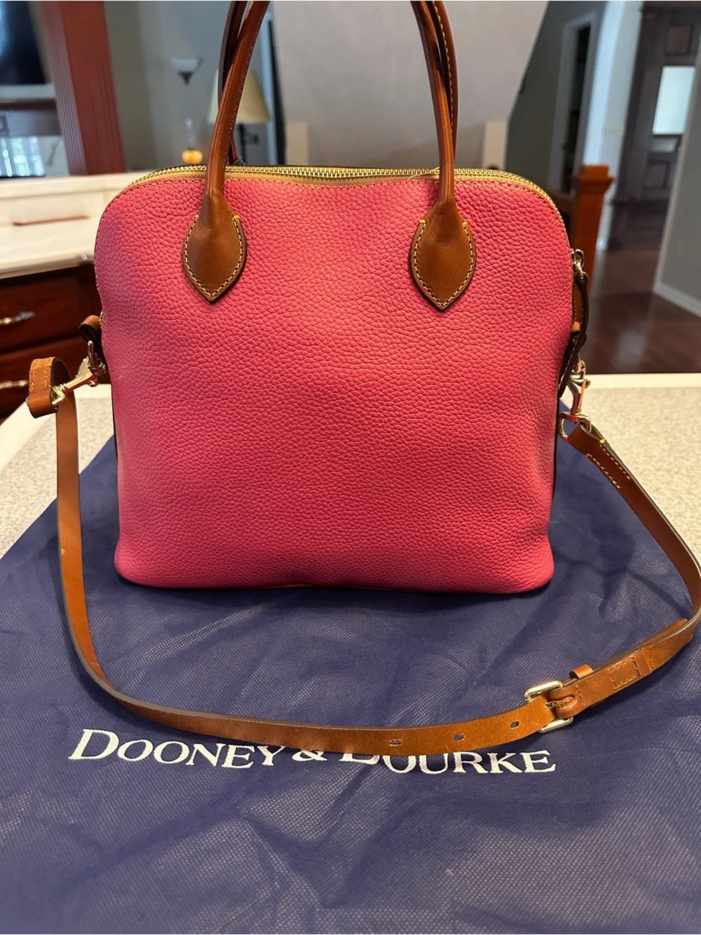 Price firm!!! Dooney & Bourke Pink Pebble Leather Satchel with Matching Wallet